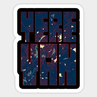 Yerevan, Armenia City Map Typography - Hope Sticker